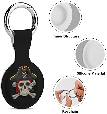 Caixa de silicone impressa no crânio pirata para ar Airtags com chaveiro de proteção contra tag tag rastreador de acessórios para localizador de tags