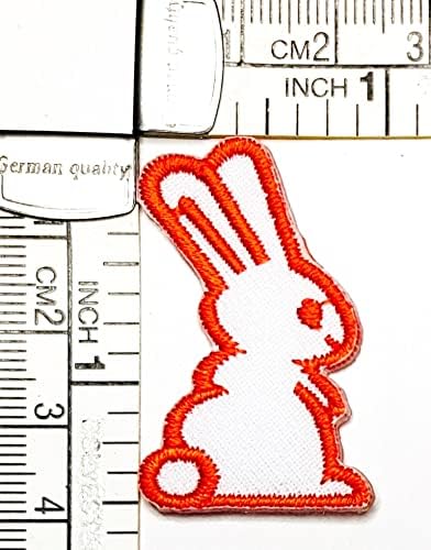 Kleenplus 3pcs. Mini coelho de coelho bordado adesivo de tecido de tecido branco e laranja de desenho animado de coelho em costura