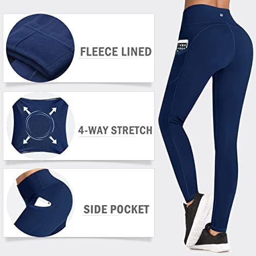 LEGA IUGA Alinhados alinhados com bolsos para mulheres Térmicas Calças de ioga Leggings de inverno com bolsos para mulheres