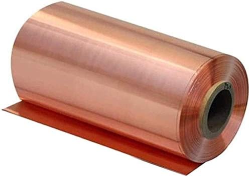 Lucknight 99,9% de cobre Cu Metal Folha placa T2 Alta pureza Rolo de folha de metal, 100x1000mm, espessura de 0,05 mm de placa de latão