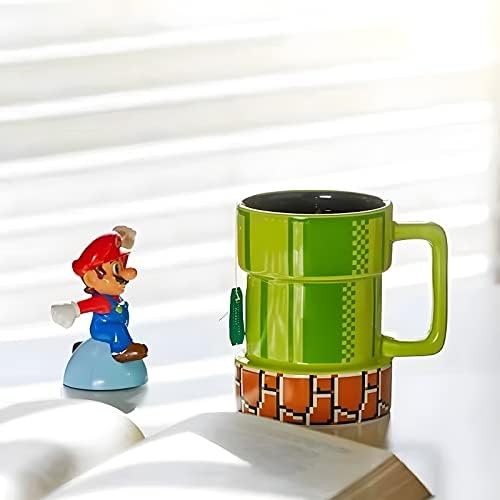 Drtupe Super Mario Warp Pipe Caneca Creme Caneca Creca para jogadores, pais, entusiastas do café, para cappuccino, café com leite ou