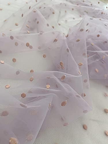 Tecido para costura artesanal 1 jardas de tule púrpura sofisticada com bolinhas bordadas para véu de noiva, vestido de