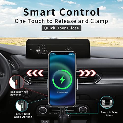 Carregador de carro sem fio mangoa ajuste personalizado para a Mazda CX-5 2017-2022, porta-telefone sem fio certificada por
