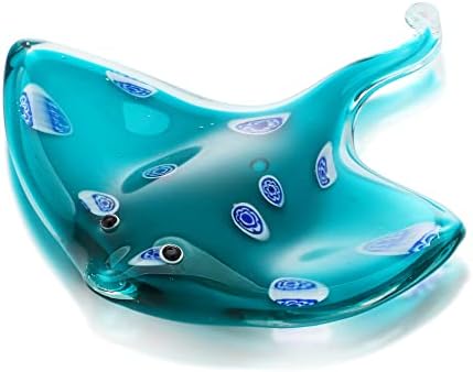 Qf glass ray peixe, raio de cristal artesanal, raio de picada, estatueta de animal marinho fofo, decoração de arte