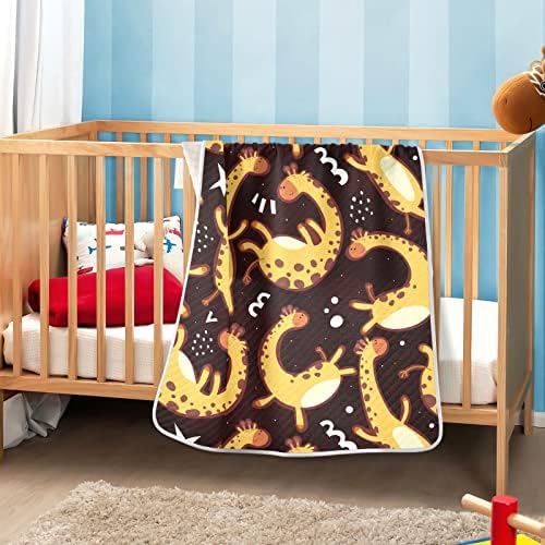 Cobertor de girafas coloridas cobertor de algodão para bebês, recebendo cobertor, cobertor leve e macio para berço, carrinho, cobertores de berçário, 30x40 in, preto