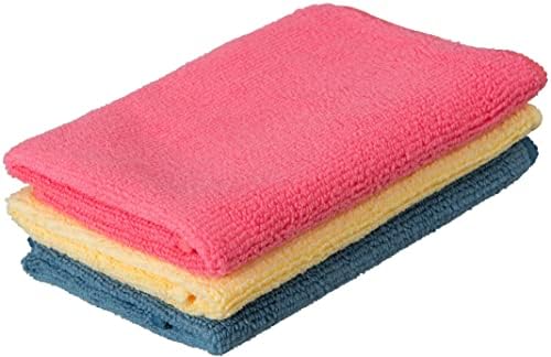 Pano de limpeza de microfibra Superio 16x16 Raninhos de limpeza altamente absorventes para casa, cozinha, banheiro, carro 3 pacote de várias cores codificadas