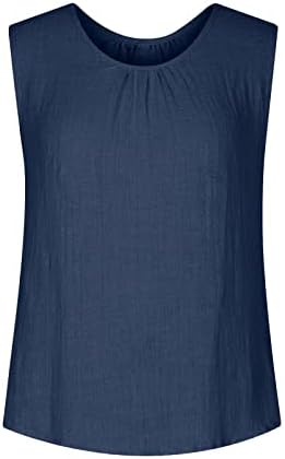 Camiseta da blusa para o outono feminino de verão sem mangas 2023 peco linho de linho de linho de linho do pescoço de algodão