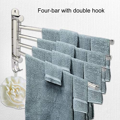 Barra de toalha, 304 aço inoxidável 4 rack de toalha giratória rack de trilho de haste adequado para a cozinha do banheiro