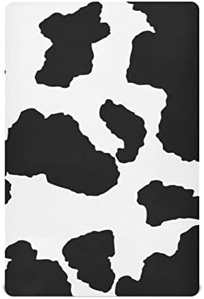 Folha de berço de vaca Kigai macio respirável ajustado para bebês se encaixa no colchão de berço padrão bloco, 39 x 27 x 5