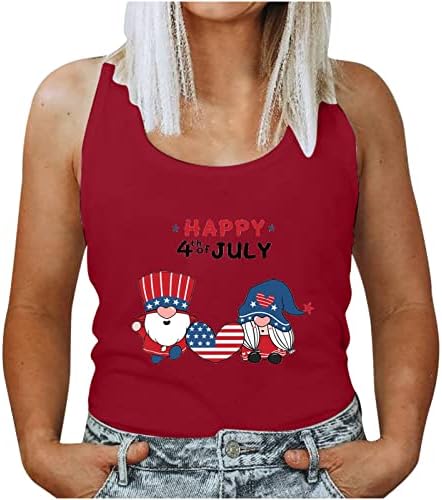 Feliz 4º de julho Tampo Tampo para mulheres American Flag Shirt camisa sem mangas camisetas patrióticas camisetas