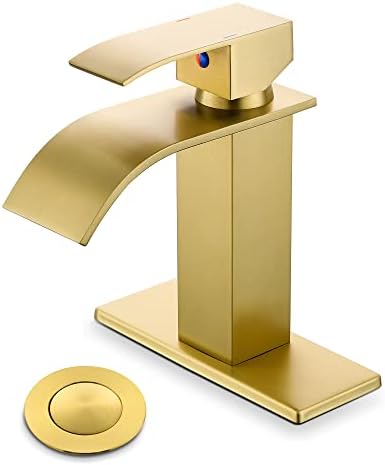 Torneiras de banheiro de ouro de quintal, torneira moderna de torneira de banheiro de banheiro único bico torneira de banheiro escova