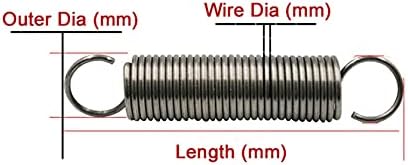 Substituição de mola de tensão metálica 1PCS Diâmetro do fio de 1,8 mm de tensão de tensão de tensão de reprodução Diâmetro externo da mola de mola de 10 mm de 40 mm-500 mm de mola de aço DIY ferramenta