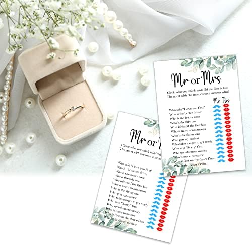 CARTÃO DO BRIDO DO BRIDAL, SR. SR. CARTS, Adivinhe quem o jogo da noiva ou do noivo para casamento, 30 idéias de cartas de jogo