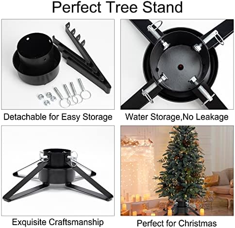 Areta de Natal para a árvore viva, suporte de árvore de metal ajustável para a árvore de Natal de até 8 pés, base de árvore de Natal pesada para decoração de árvore de natal 1,38 a 3,3 polegadas de diâmetro do tronco