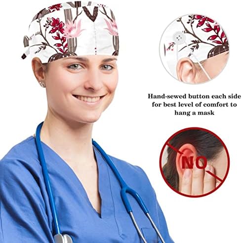 Yoyoamoy Medical Working Caps com botões, Codtern Sweatband Bouffant Back Hat Back