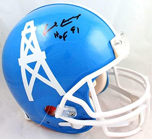 Earl Campbell autografou Oilers 60-62 TB Capacete autêntico Máscara Branca com Hof-Jsaw-Capacetes NFL autografados