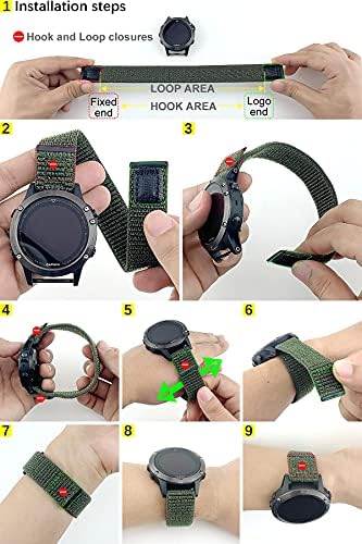 C2D Joy Ultra Fit 22 Nylon Fabric Sport Strap compatível com Garmin Quickfit 22mm Watch Bands