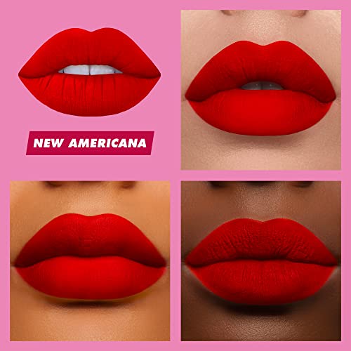 Lime Crime Velvetines Lipstick Matte Lipstick, New Americana - Bold, tons duradouros e revestimento labial - Cor estelar e
