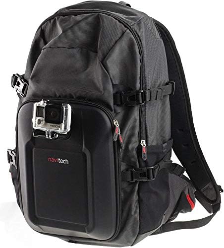 Navitech Action Camera Backpack e Gray Storage Case com tira de tórax integrada - Compatível com a câmera de ação Wi
