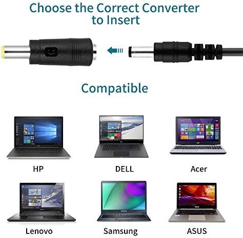 ONITE 10PCS LAPTOP UNIVERSAL DC KITS Adaptador de energia, USB C a CC 5.5x2.1mm Compatibilidade para HP, Dell, Lenovo, Acer,