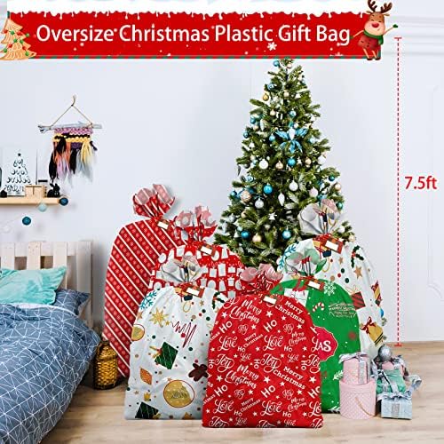 6pcs grandes sacolas de presente de Natal de plástico 2 tamanhos 56''x 36 '' e 36''x 44 '
