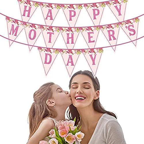 Feliz Dia das Mães Banner com Flores Rosa Mãe Dias Decorações de Banner