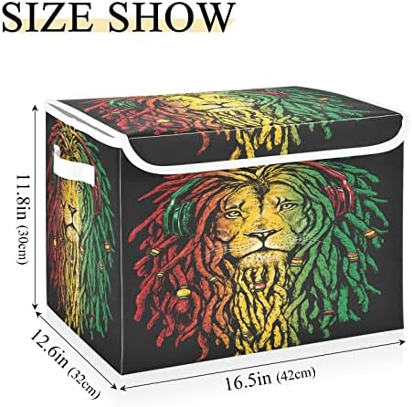 Caixa de armazenamento dobrável de leão de animais coloridos Krafig Caskets de caixa organizador de cubos grandes cestas com tampas para organização do armário, prateleiras, roupas, brinquedos