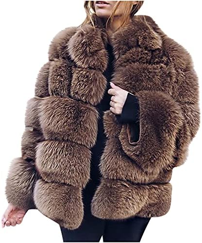 Mulheres Faux Fur Casat Winter Warm Plus Tamanho Logo Casual Cardigã Cardigã Casaco Furry Stoping Overcoat Jacket