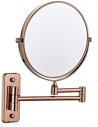Espelho de maquiagem deihge, espelho cosmético montado na parede, espelho de parede giratório de 8 polegadas de 8 polegadas, estendendo a banheira dobrável barbear