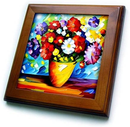 3drose flores coloridas em uma tigela de cerâmica na mesa. Presente elegante. - ladrilhos emoldurados