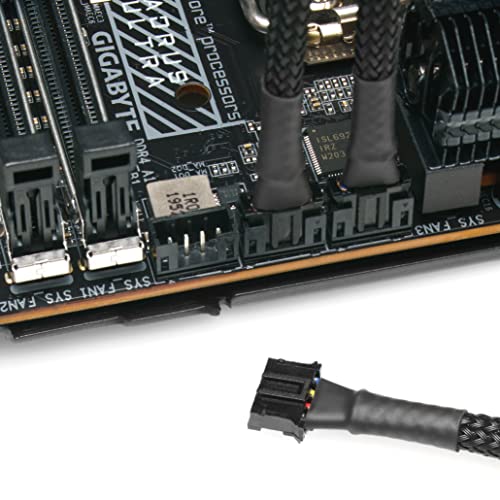 CRJ MICRO 4 PIN PWM GPU Adaptador Cabo All Black Mleeved for Graphics