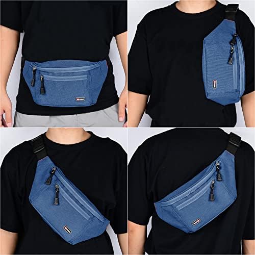 2 pacotes de fãs para mulheres e homens, bolsa de cintura crossbody resistente à água com cinto ajustável, saco de bunda de grande