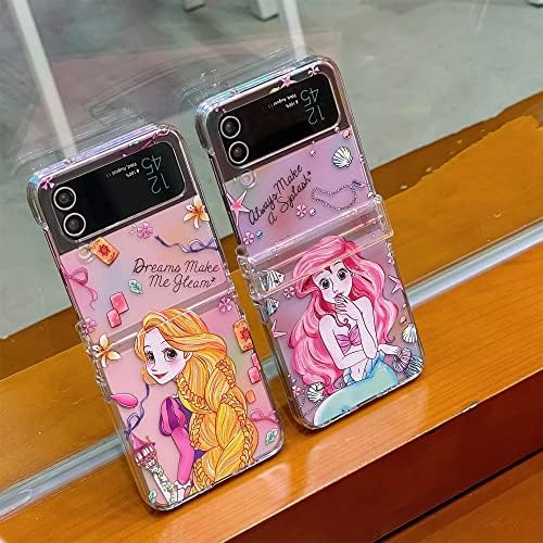 Caso de casos para o Samsung Galaxy Z Flip 3 5G, Hard Cute Anime Princess Flor Capas de proteção à prova de choque compatíveis