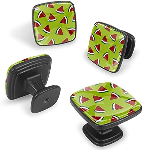 Botões de gaveta para garotos de cômoda de melancia meninos botões de gabinete de vidro de cristal 4pcs impressão botões pretos berçário botões decorativos multicolor 1.18x0.82x0.78 em