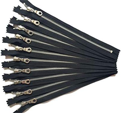 Zippers YKK de metal de metal antigo de 14 polegadas em preto número 5 de 12 peças por Craftbot