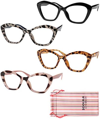 Soolala fêmea de 4 pares de cores mistas cateye lê óculos de leitura