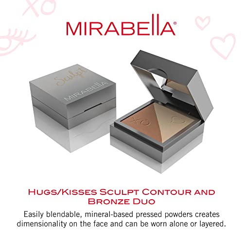Mirabella Sculpt Contour e Bronzer Duo, Abraços/beijos foscos - Powders Blendable, à base de minerais, tons foscos e brilhantes