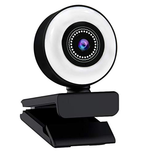 Câmera de anel Solustre 5MP webcam com microfone 1080p streaming webcam USB câmera Web ajustável para laptop de laptop para computador jogos de transmissão ao vivo Câmera de vídeo