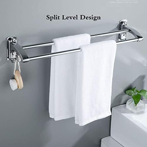 Suporte de toalha de aço inoxidável de camada dupla com gradinha de gancho fixo, toalheiro montado na parede da parede de