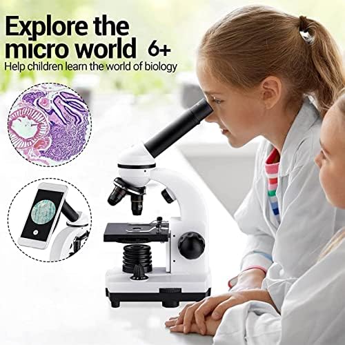 Yezimk Profesional Lab Microscopio Microscópio Biológico para Kids 1600x Microscópio composto Dual Microscópios LED com adaptador de telefone