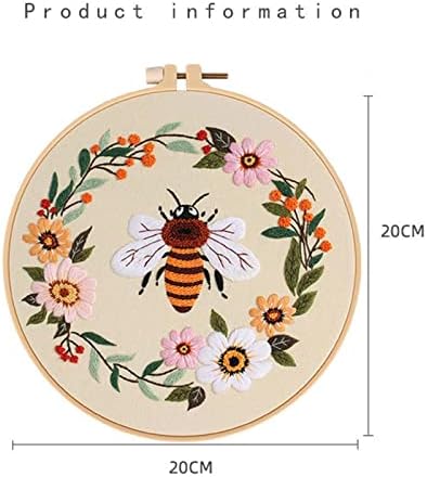 3 kits de bordado de embalagem para adultos, kits iniciantes de ponto cruzado com padrão de floral e abelhas, bordado, fios,