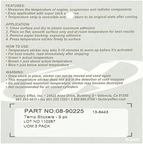 Factory Effex 08-90225 TEMP Specialty Sticker,