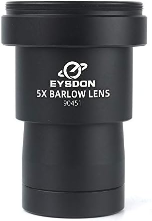 Eysdon 5x Barlow Lente 1,25 Metal Totalmente revestido Extender Focal Dernation com Câmera M42 Adaptador T2 T Ring para fotografia de telescópio
