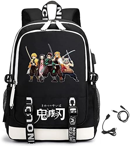 Sulikehz 2pcs Anime Backpack Anime Laptop Backpack Cartoon Bookbag para Sports Outdoor Travel G4