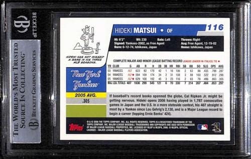 116 Hideki Matsui - 2006 Topps Abertura do dia de beisebol Classificação BGS Auto - Baseball Slabbed Cartis autografados