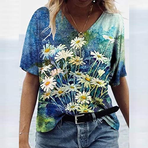 Tops de verão feminino Moda Floral Print T-shirt casual solto plus sizes top