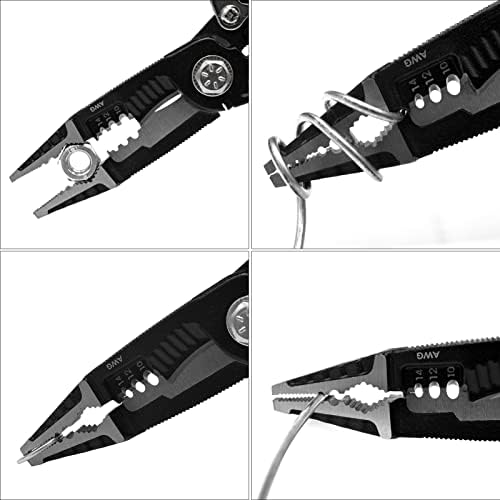 Ferramenta de stripper de fios de 9 em 1 ToolEAgue, cortadores de cabo, alicate de nariz com agulha multifuncional C-RV para corte