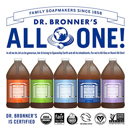 Dr. Bronner's - Sabonete de açúcar orgânico - feito com óleos orgânicos, açúcar e shikakai em pó, uso 4 -em -1: mãos, corpo,