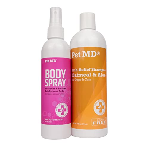 PET MD Sweet Pea Vanilla Body Spray e Oatmeal + Shampoo Aloe