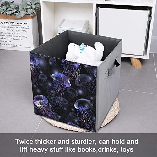 Água -peixe mágico com cubos leves de armazenamento com alças bandas de tecido dobráveis ​​Organizando cestas para prateleiras armário